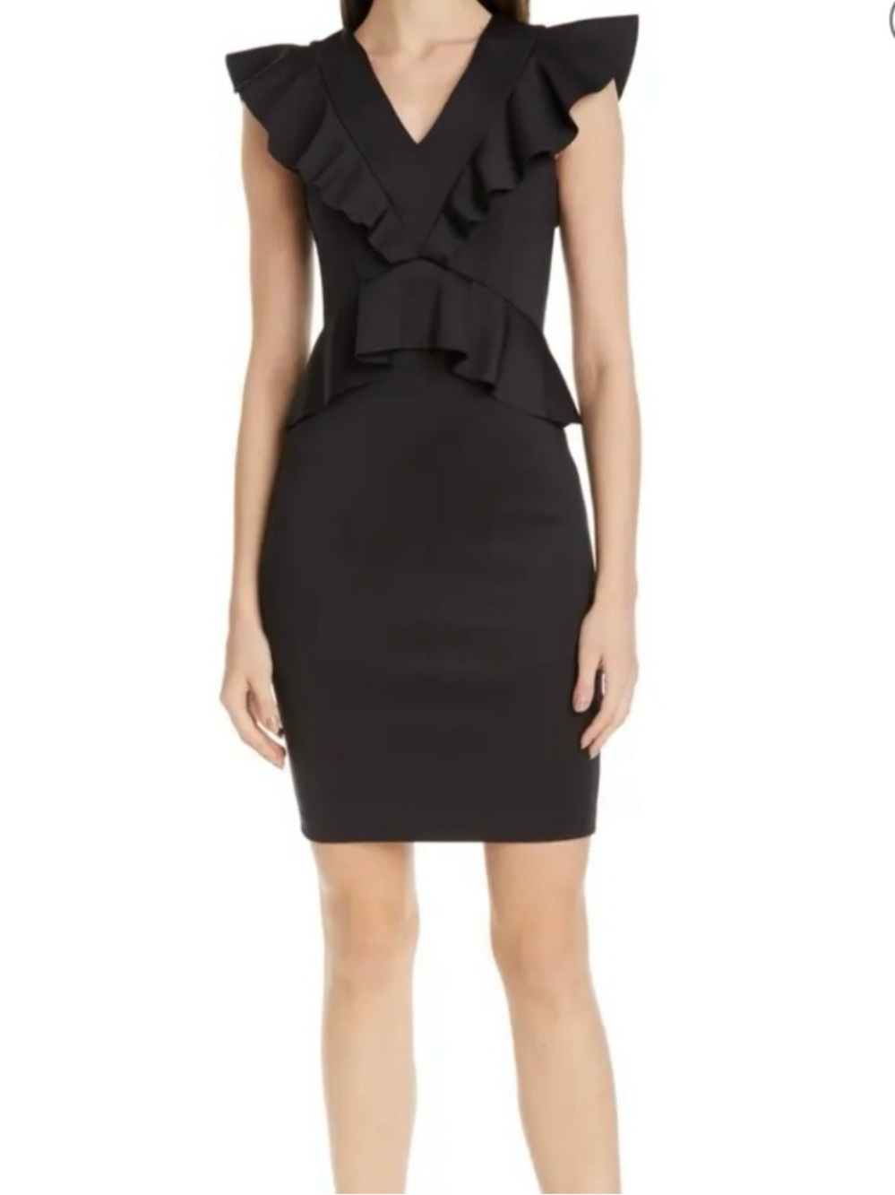 Ted Baker Alair Ruffle Peplum Dress Black Cocktail Sophisticated